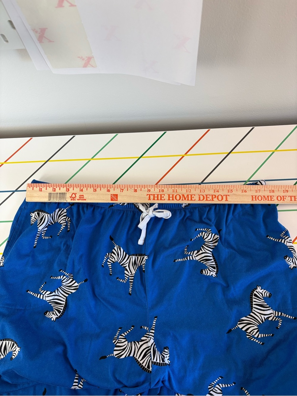 Room Service Blue Zebra Print Short Sleeve Cropped Pants Pajama 2PC Set XL EUC - Picture 10 of 13